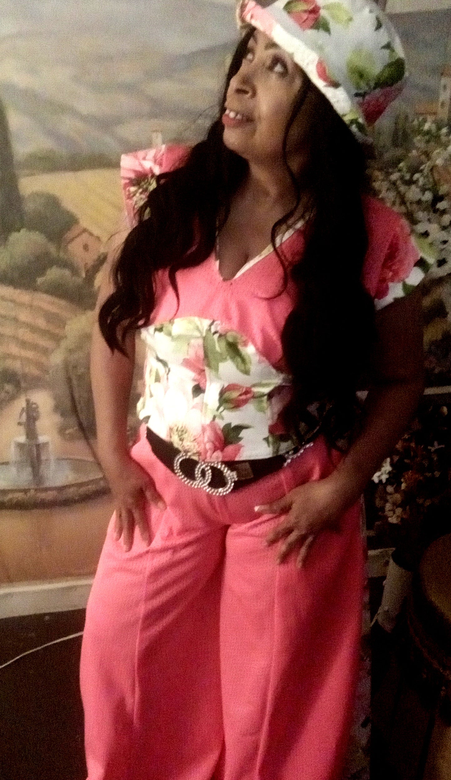 Women's beautiful Summer Three-piece Flower Pants Set