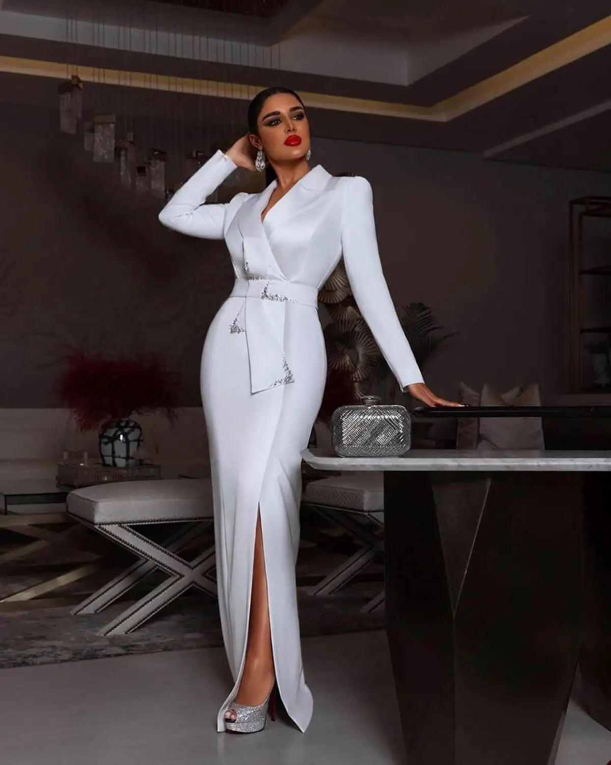 Women Formal Modern Business Suit Long Coat Gown Birthday Party One Overcoat Dress Lady Suit Business Prom Dress Size Customized