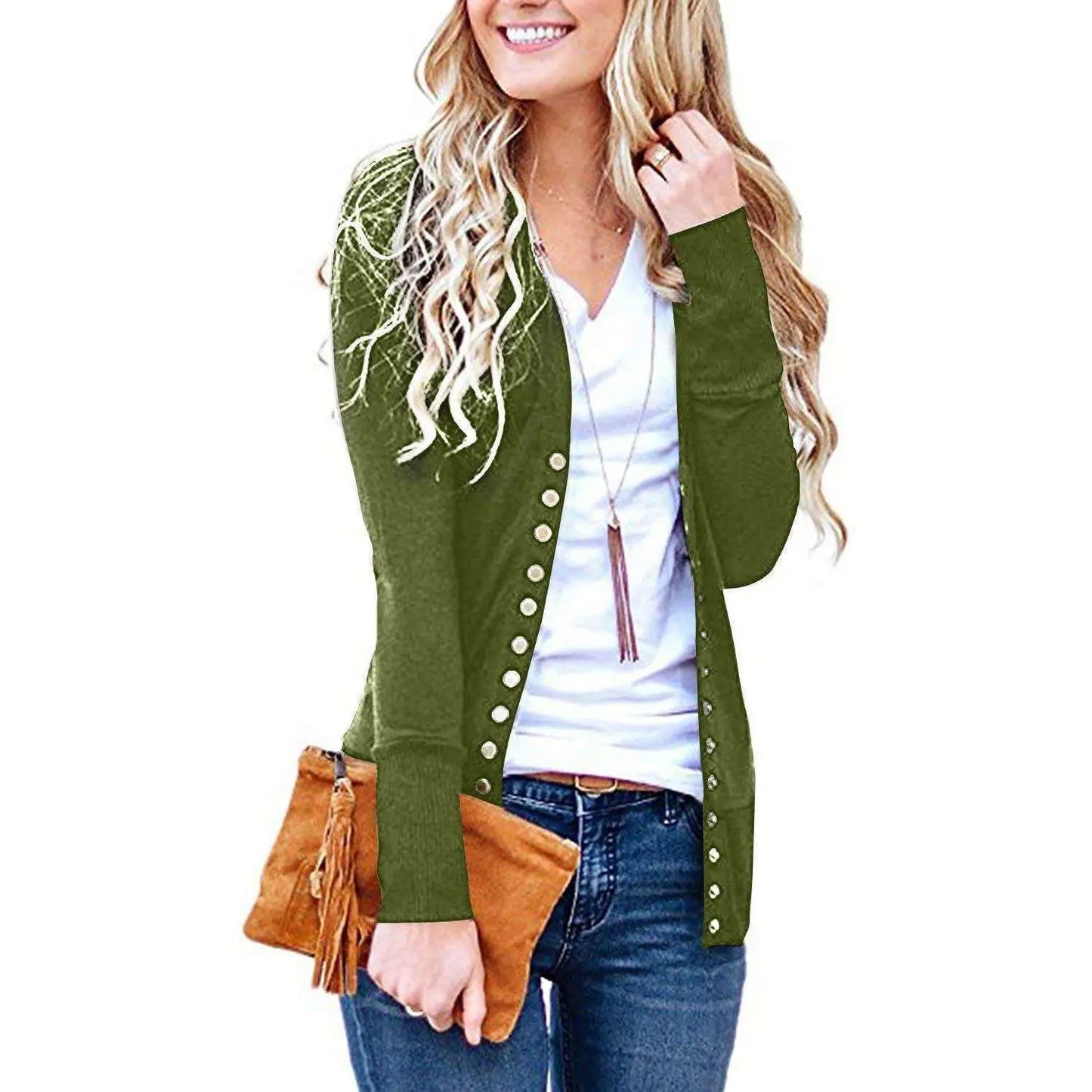 Women's Long Sleeve Sweater Trendy V-Neck Long Cardigan Top Comes In A Variety of colors