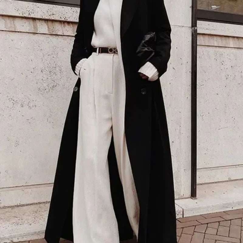 Women's Autumn Winter Fashion Coat Loose Long Oversize Warm Thic Wool Blend Coat