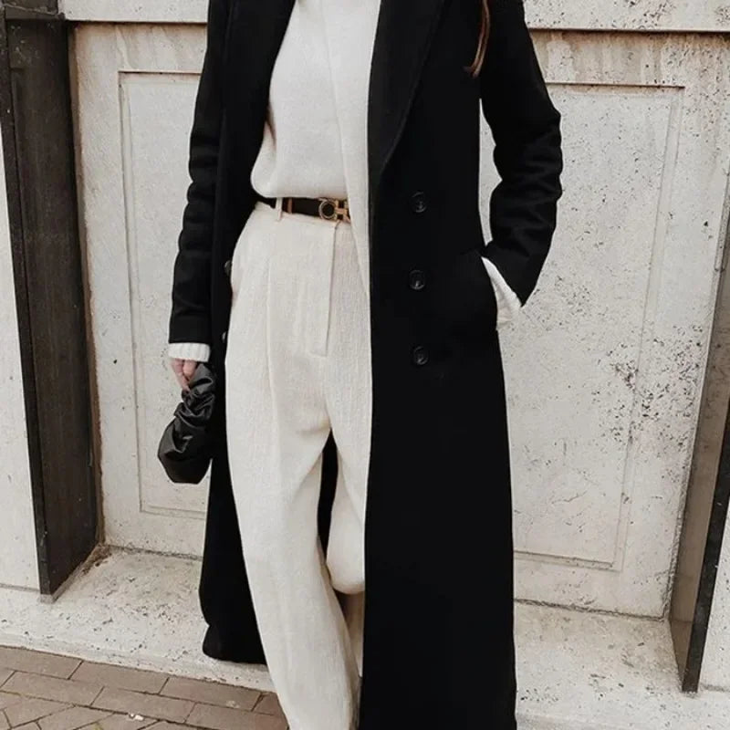 Women's Autumn Winter Fashion Coat Loose Long Oversize Warm Thic Wool Blend Coat