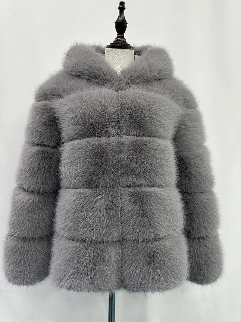 Luxury Women's Winter Faux Fur Coats Fluffy Hair Multicolor Thick Lady's Jacket Stylish Warm Artificial Fur Outwear