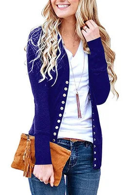 Women's Long Sleeve Sweater Trendy V-Neck Long Cardigan Top Comes In A Variety of colors