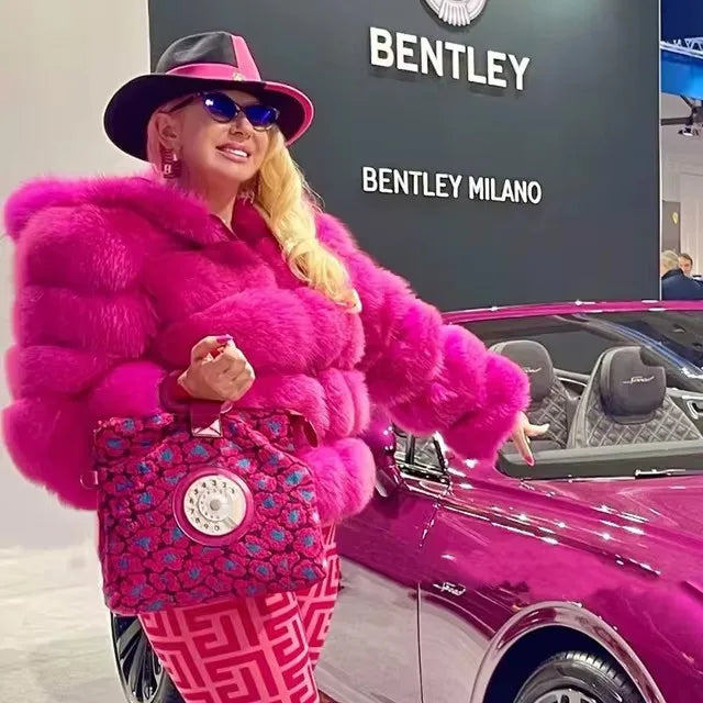 Women's Winter Fashion Hooded Fox Fur Jackets Loose Long Sleeves Female Eco Fur Coat Patchwork Plush Thick Lady Fur Coat