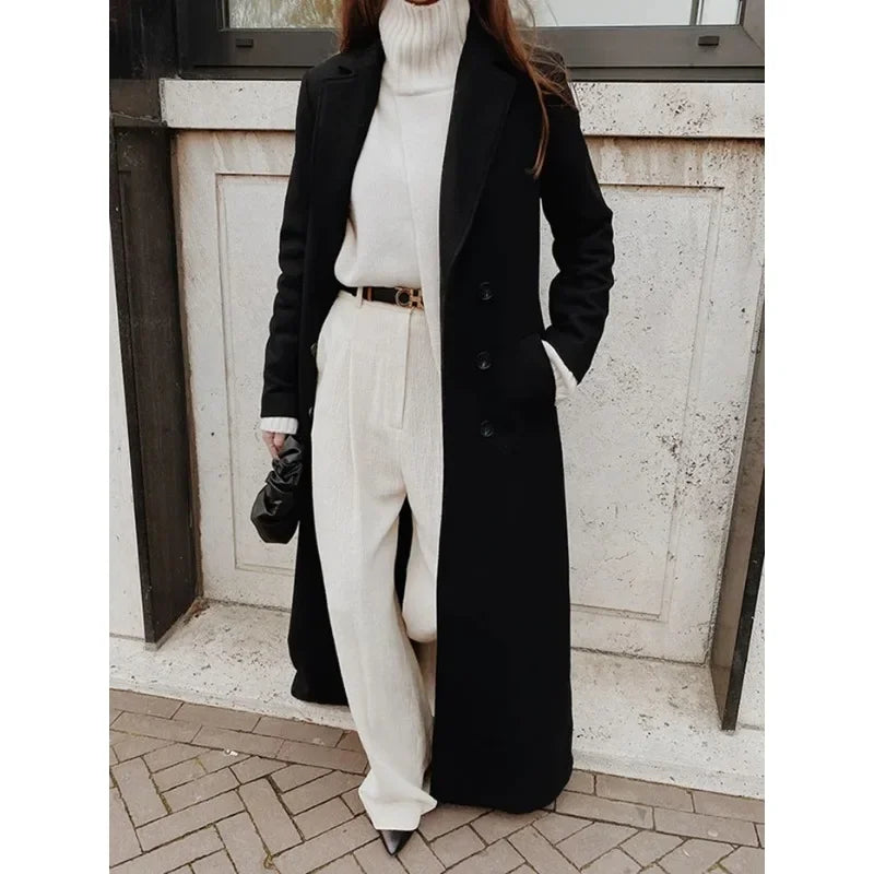 Women's Autumn Winter Fashion Coat Loose Long Oversize Warm Thic Wool Blend Coat