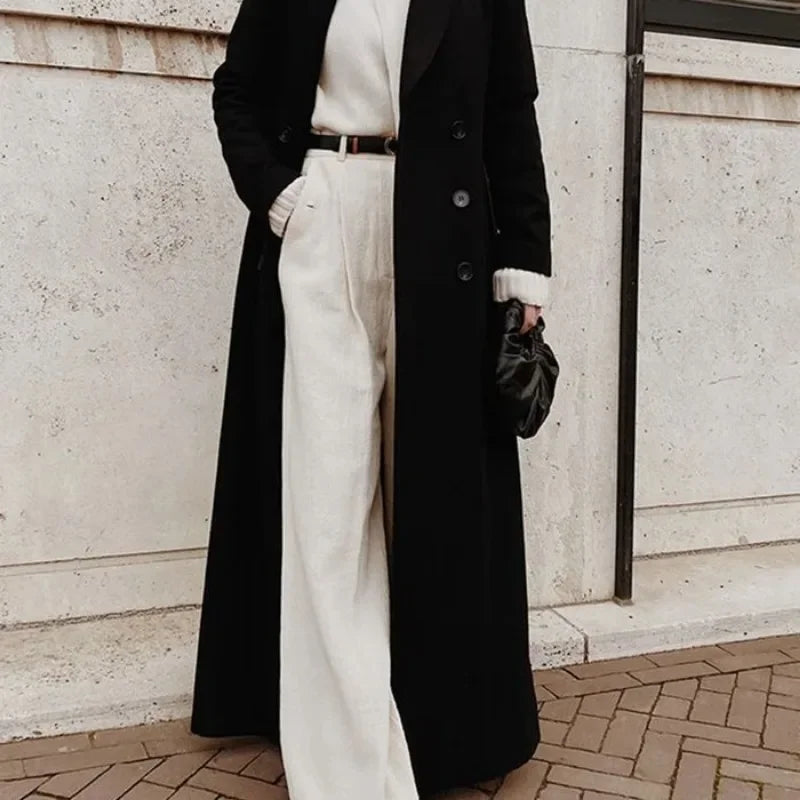 Women's Autumn Winter Fashion Coat Loose Long Oversize Warm Thic Wool Blend Coat