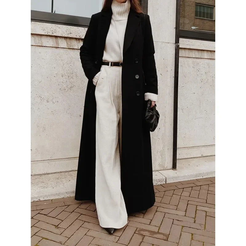 Women's Autumn Winter Fashion Coat Loose Long Oversize Warm Thic Wool Blend Coat
