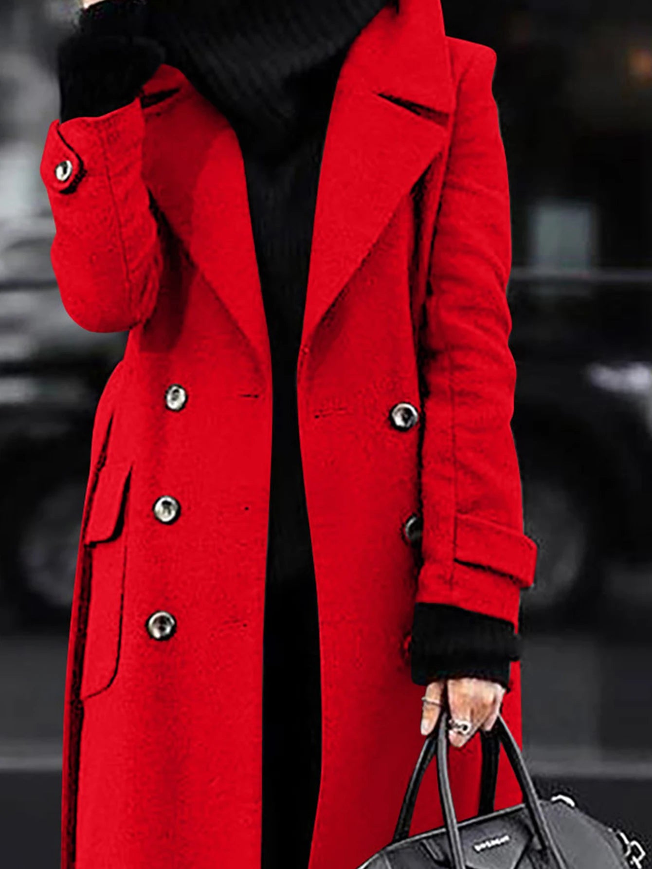 Women's Comfortable Winter Coats Plain Mid-Length Lapel Long Sleeve Street Daily Coats