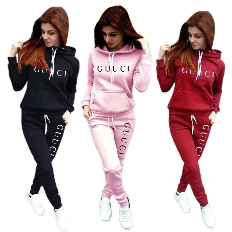 Women Fashion Tracksuit Hoodies and Sweatpants High Quality Ladies Daily Casual Sports Jogging Suit Hooded Outfits