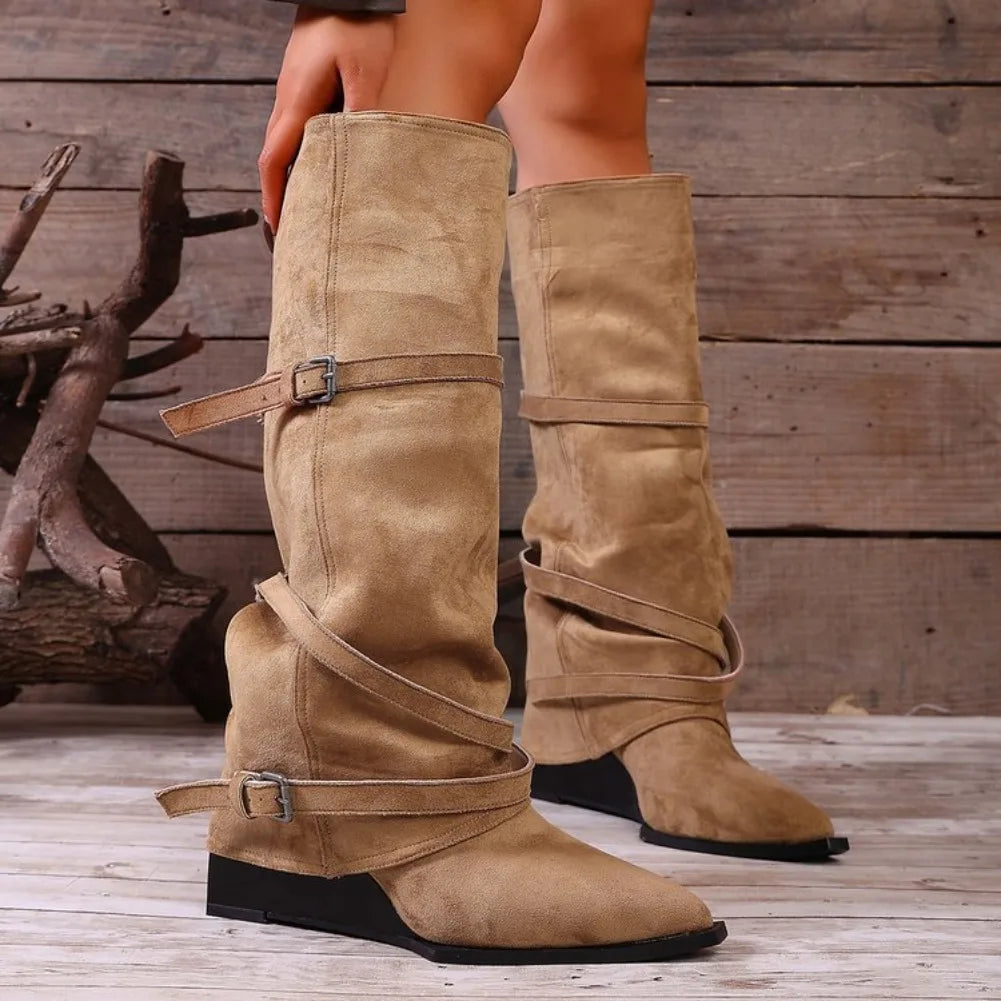 Women's Winter New Luxury Suede Pointed Toe Dress Boots