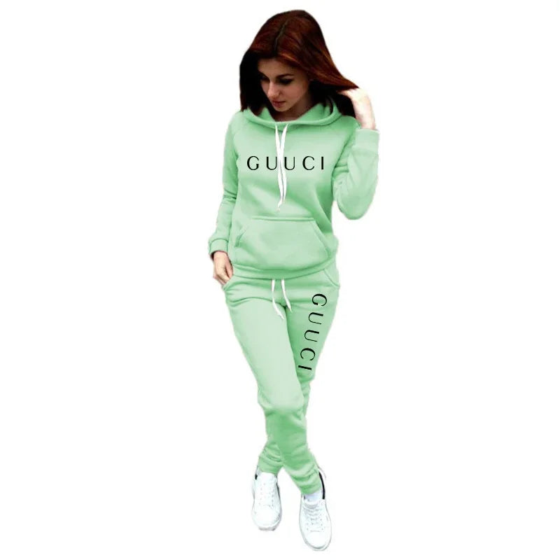 Women Fashion Tracksuit Hoodies and Sweatpants High Quality Ladies Daily Casual Sports Jogging Suit Hooded Outfits