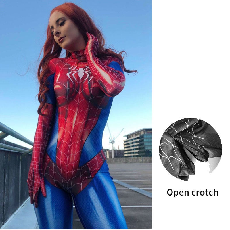 Halloween Spiderman Jumpsuit Costumes Red, Blue and black