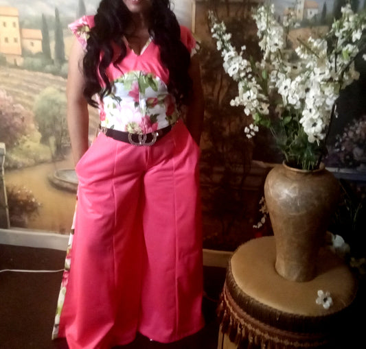 Women's beautiful Summer Three-piece Flower Pants Set