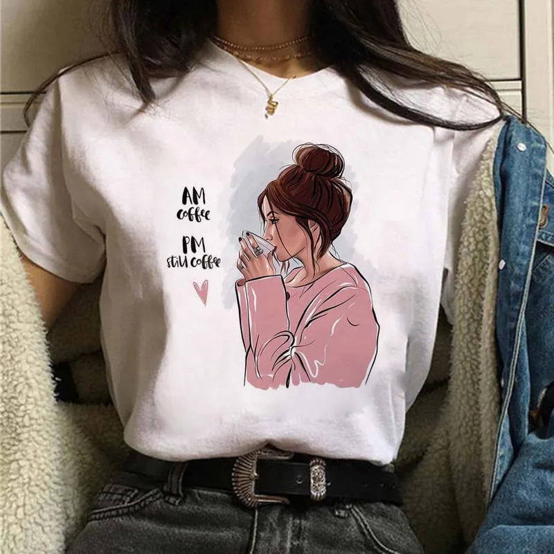 Women's Casual Funny Top Tees 90s Fashion T-shirts Round Neck Short Sleeve Lady T Shirt Clothes