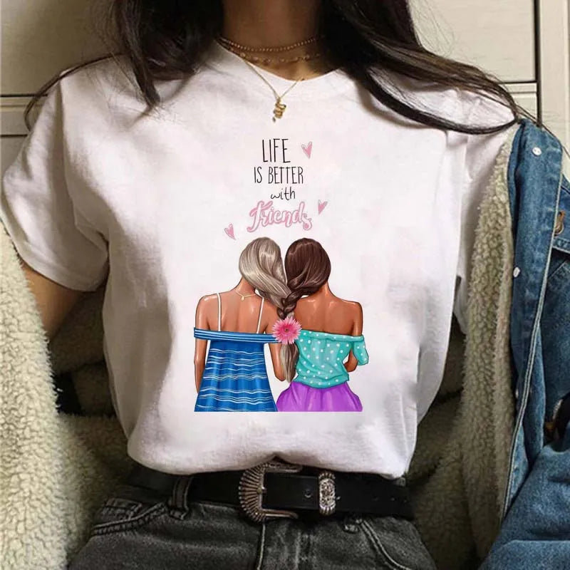 Women's Casual Funny Top Tees 90s Fashion T-shirts Round Neck Short Sleeve Lady T Shirt Clothes