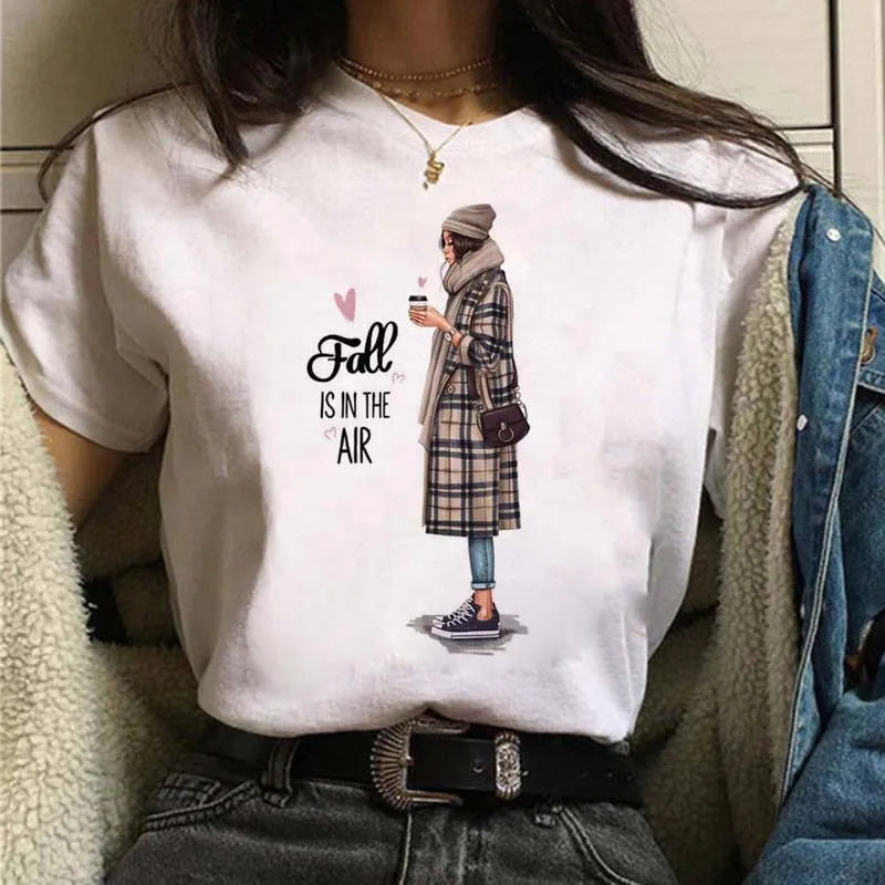 Women's Casual Funny Top Tees 90s Fashion T-shirts Round Neck Short Sleeve Lady T Shirt Clothes