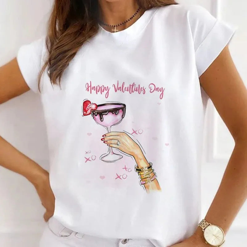 Women's Vintage Graphic Beautiful Style Printed T Shirts Loose Tops White Modal Short Sleeve Tees