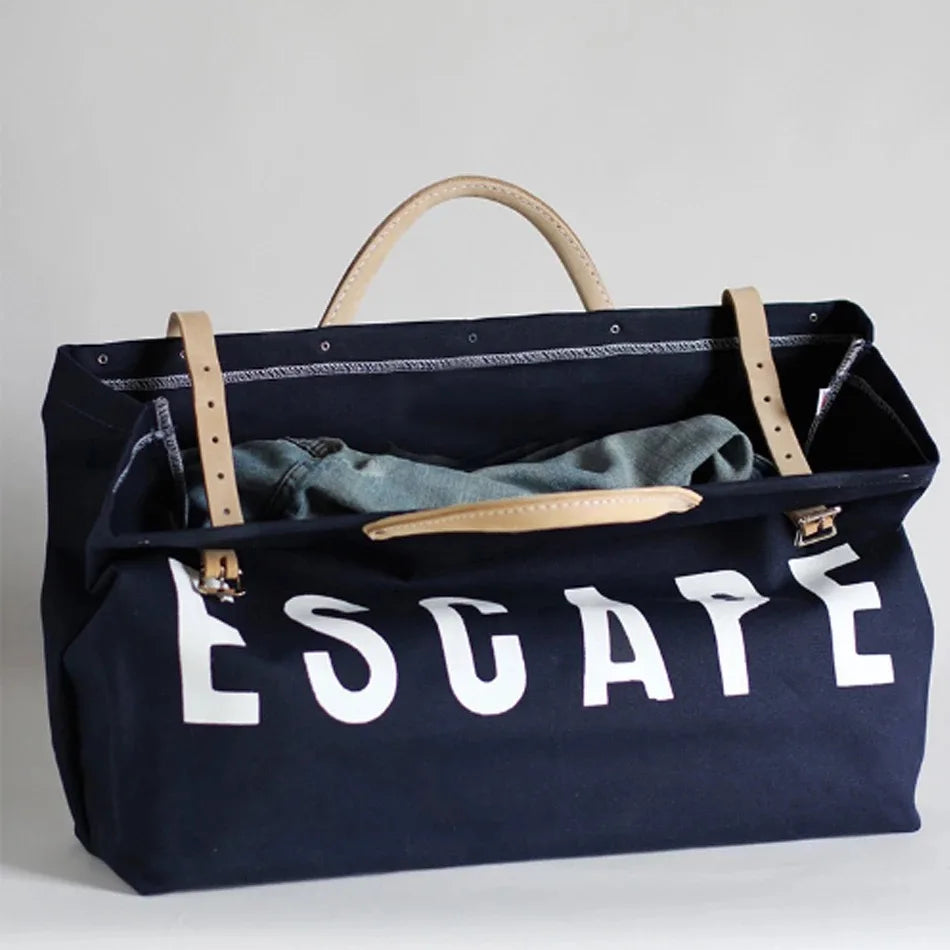 Women ESCAPE Canvas Travel Bags Large Capacity Stylish Travel Luggage Traveling Duffel Bag Letter Printing Weekend Duffel Handbags