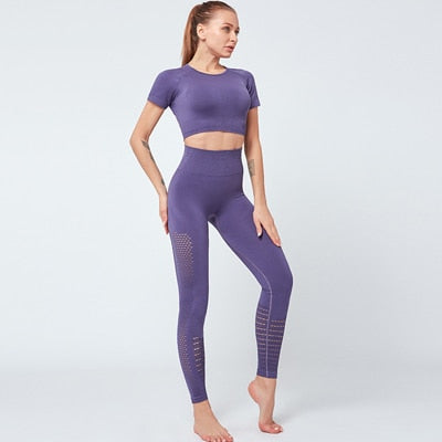 Women Seamless Fitness 2 Piece Yoga Workout Set For Women Sportwear