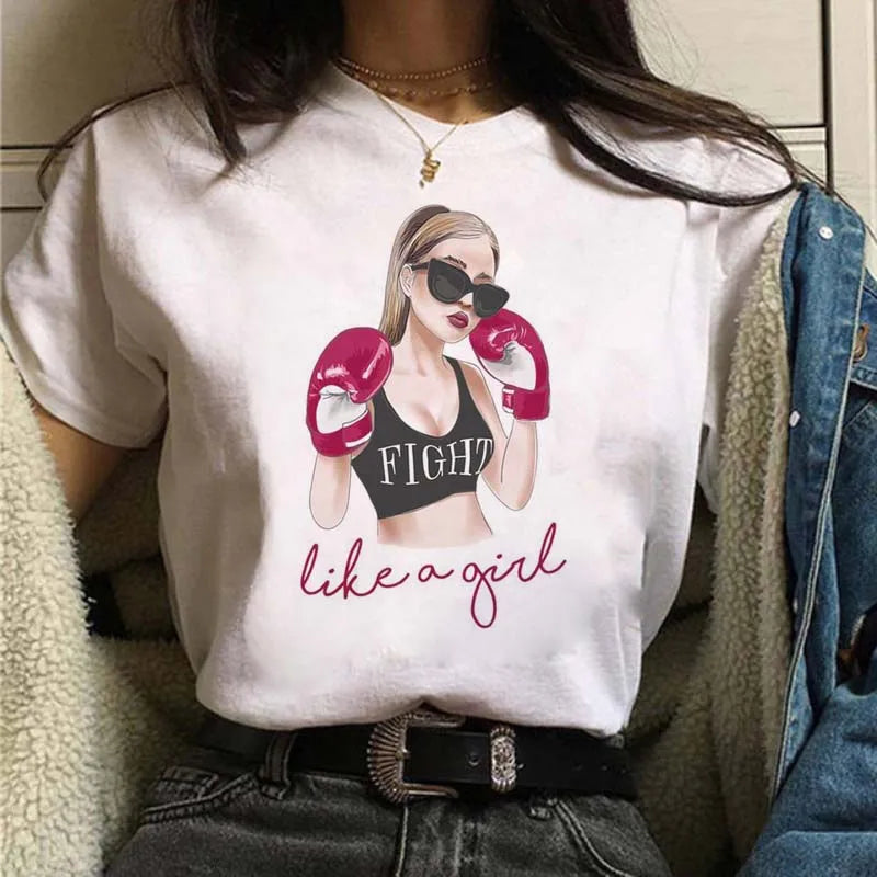 Women's Casual Funny Top Tees 90s Fashion T-shirts Round Neck Short Sleeve Lady T Shirt Clothes