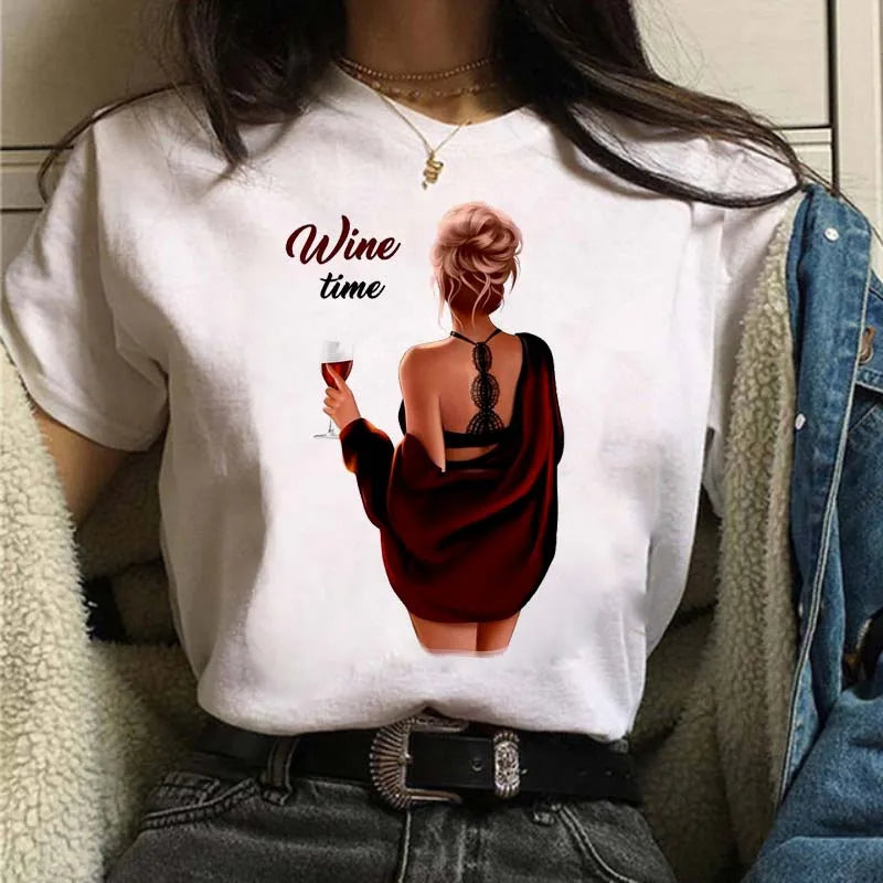 Women's Casual Funny Top Tees 90s Fashion T-shirts Round Neck Short Sleeve Lady T Shirt Clothes