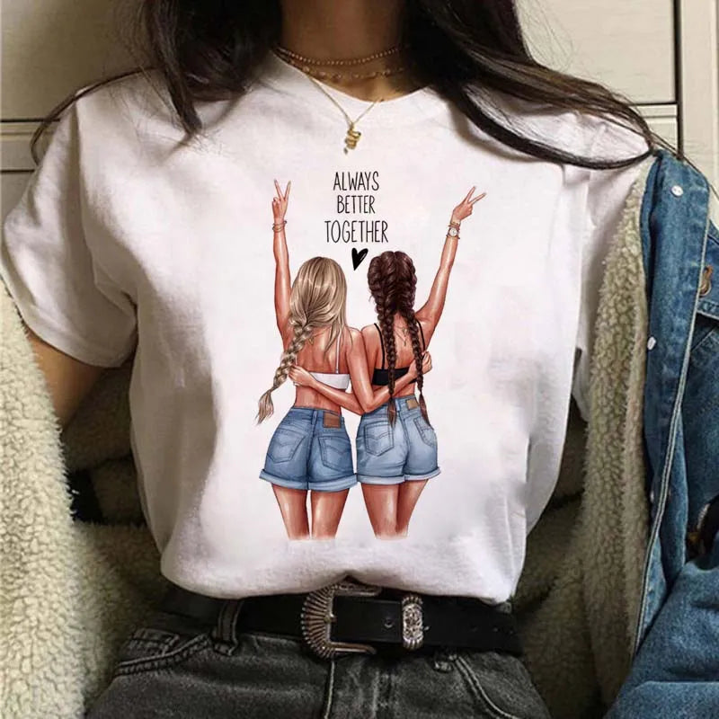 Women's Casual Funny Top Tees 90s Fashion T-shirts Round Neck Short Sleeve Lady T Shirt Clothes