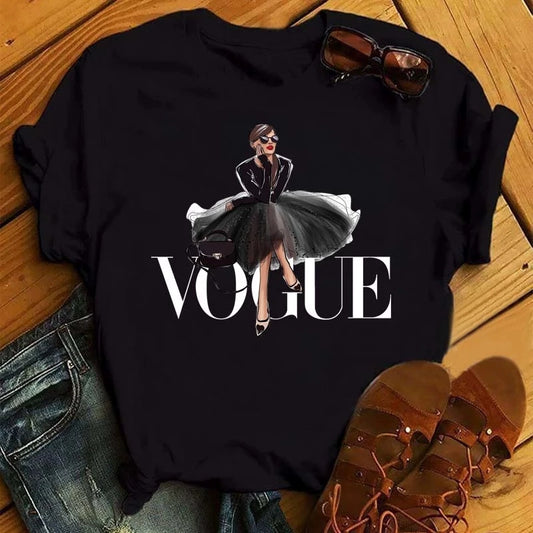 Fashion Vogue round Neck Short Sleeve Ins Cartoon