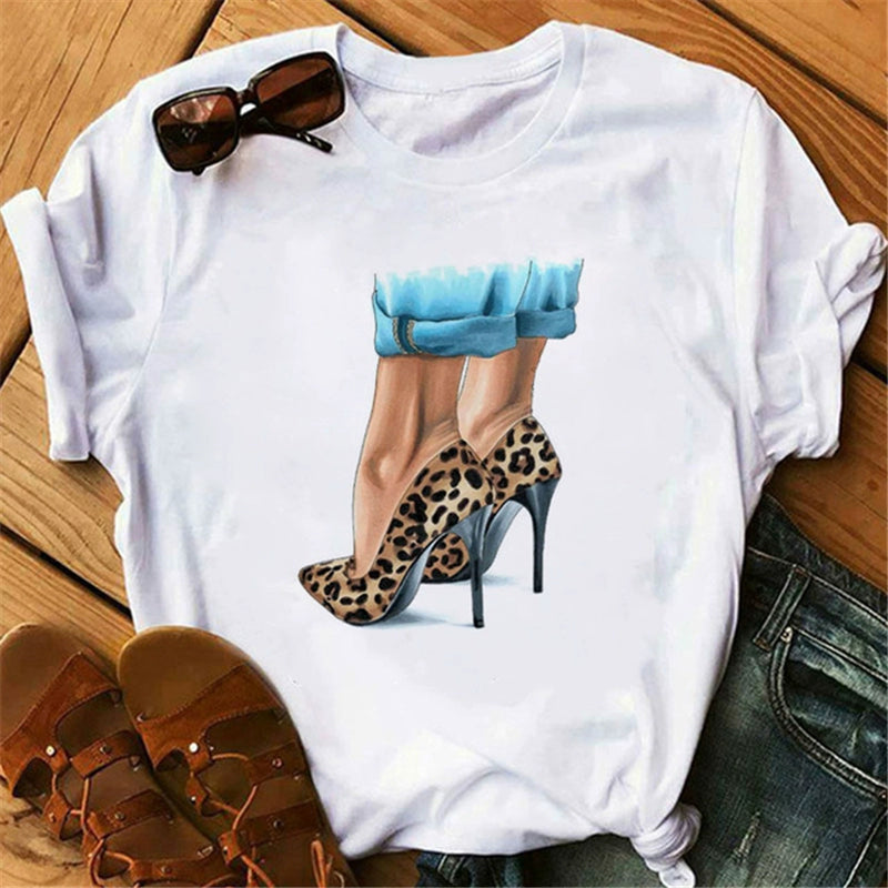 Fashion Vogue round Neck Short Sleeve Ins Cartoon