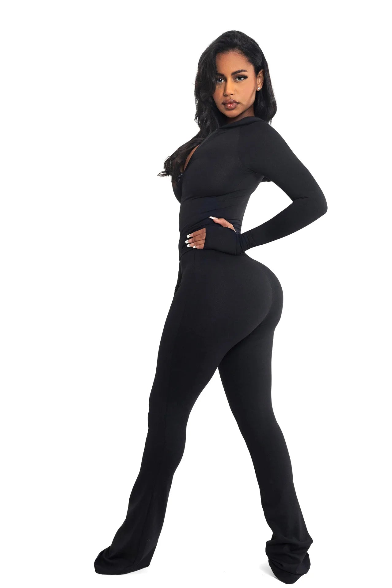 Customized LOGO European and American women's clothing new fashion casual hooded cardigan trousers two-piece set