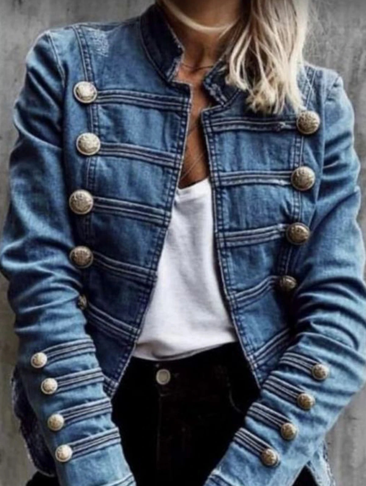 Women's New Elegant Vintage Commuter Denim Double Breasted Jackets