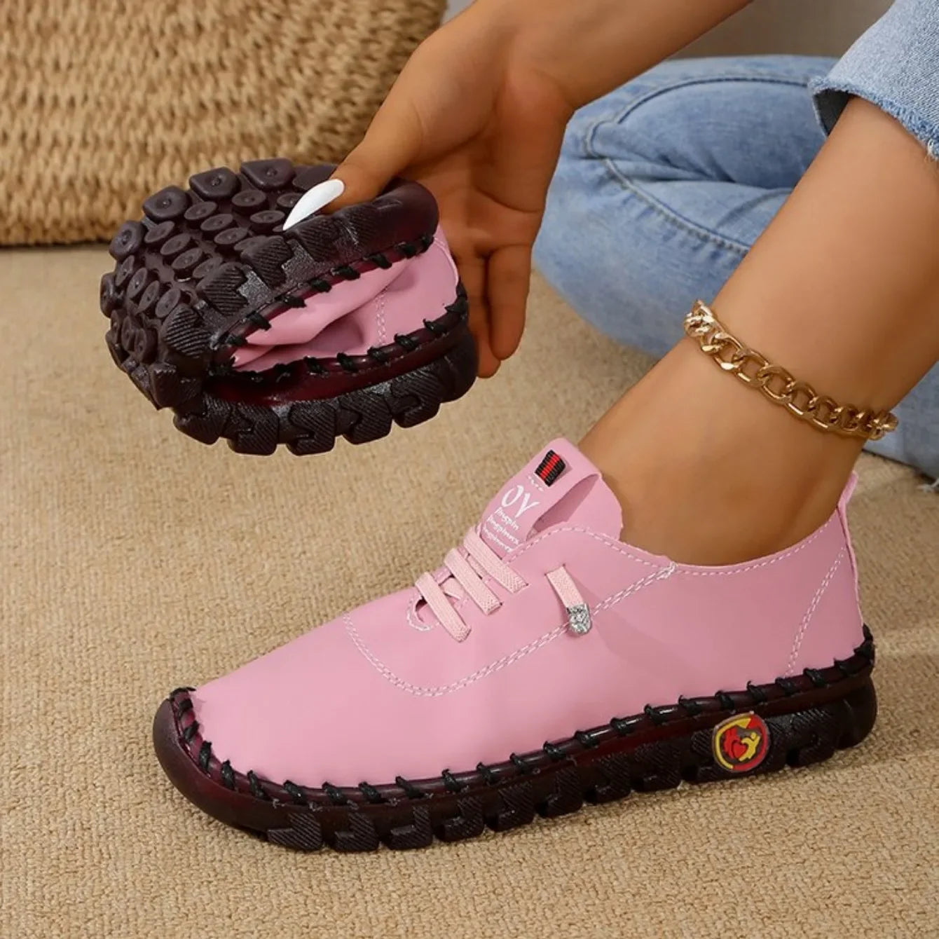 Women New Soft-soled Roman Sneakers Breathable Retro Stitching Muffin Bottom Plus Size Women Shoes