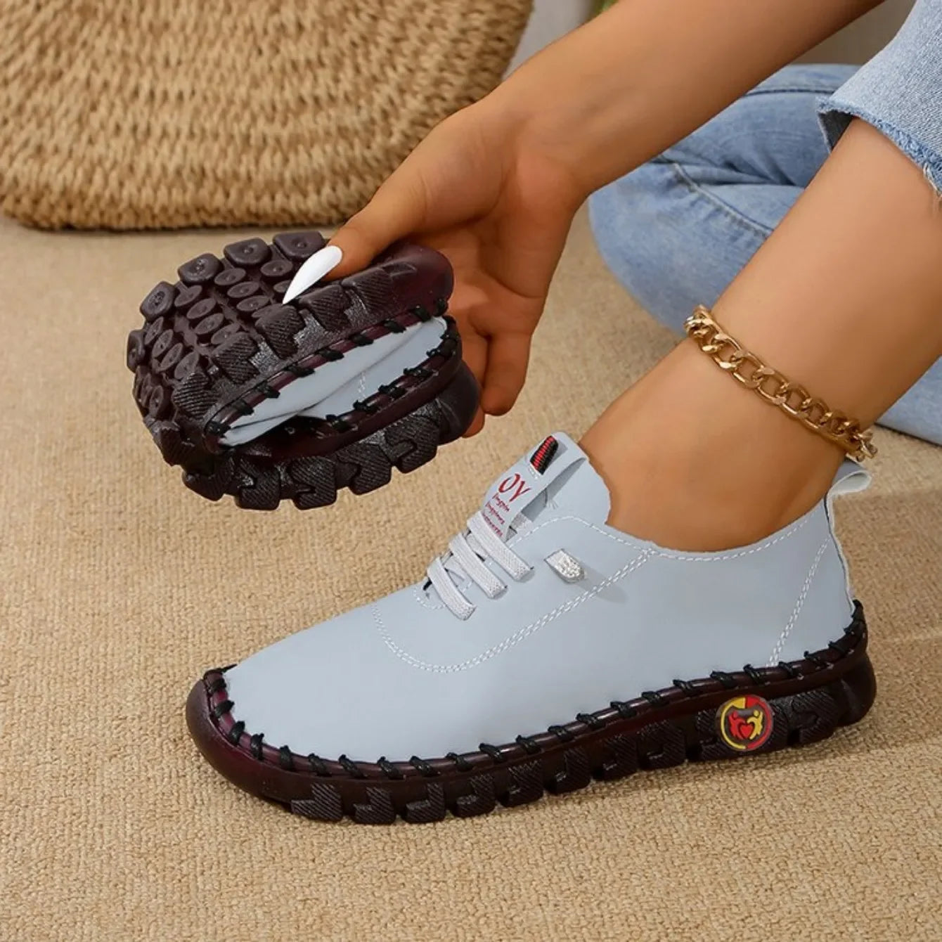 Women New Soft-soled Roman Sneakers Breathable Retro Stitching Muffin Bottom Plus Size Women Shoes