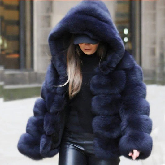 Luxury Women's Winter Faux Fur Coats Fluffy Hair Multicolor Thick Lady's Jacket Stylish Warm Artificial Fur Outwear