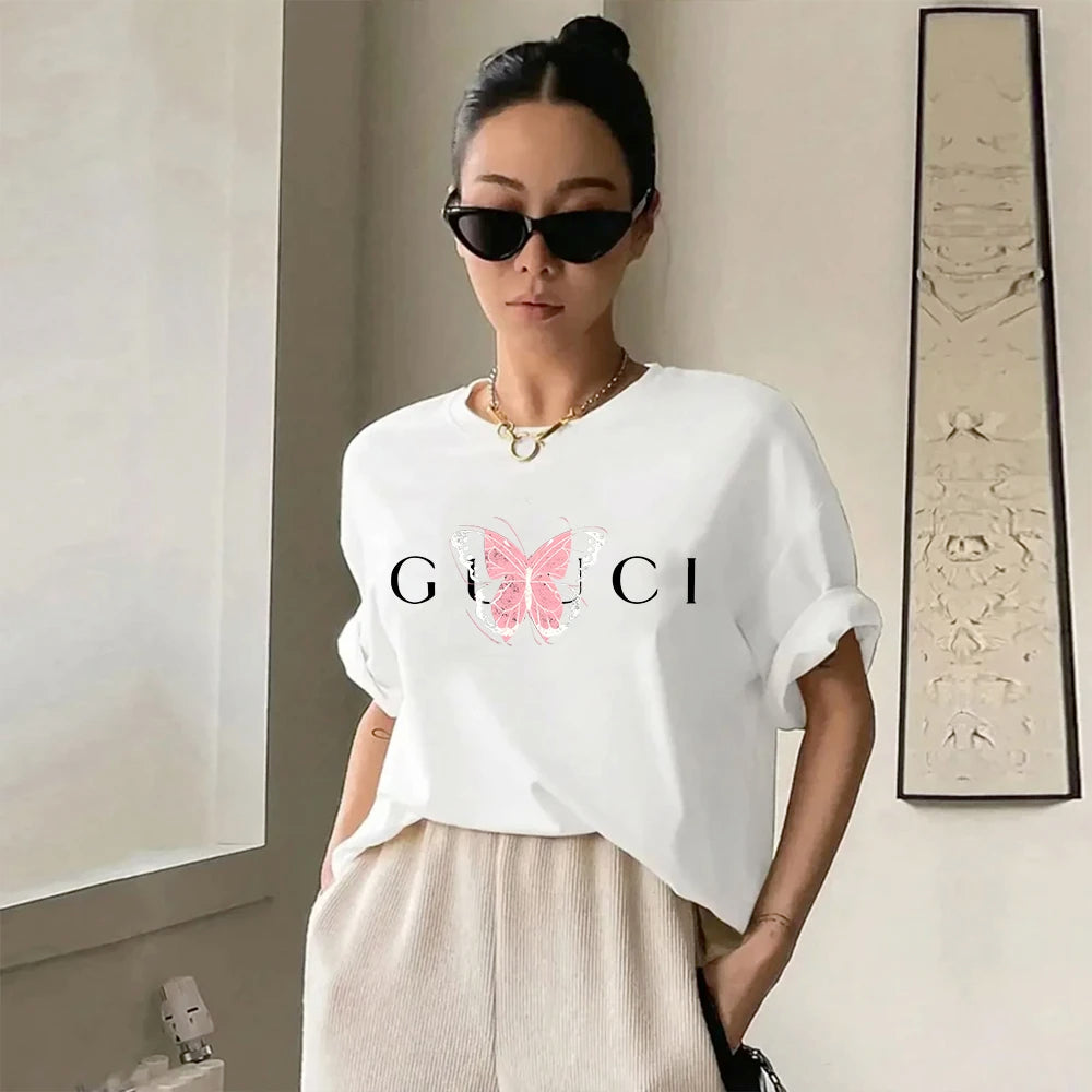 Women Cotton T-shirt Classic Short Sleeves Tops & Tees Summer Breathable Fashion Blouse Clothes for Woman