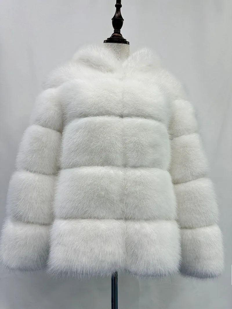 Luxury Women's Winter Faux Fur Coats Fluffy Hair Multicolor Thick Lady's Jacket Stylish Warm Artificial Fur Outwear