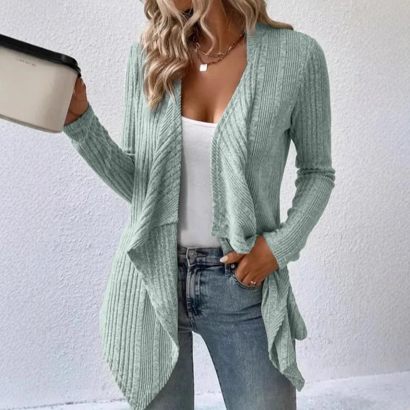 2025 Women's New Autumn/Winter Cardigan Tops Solid Color Casual Fashionable Loose Long Sleeve Knitted Sweater Jacket