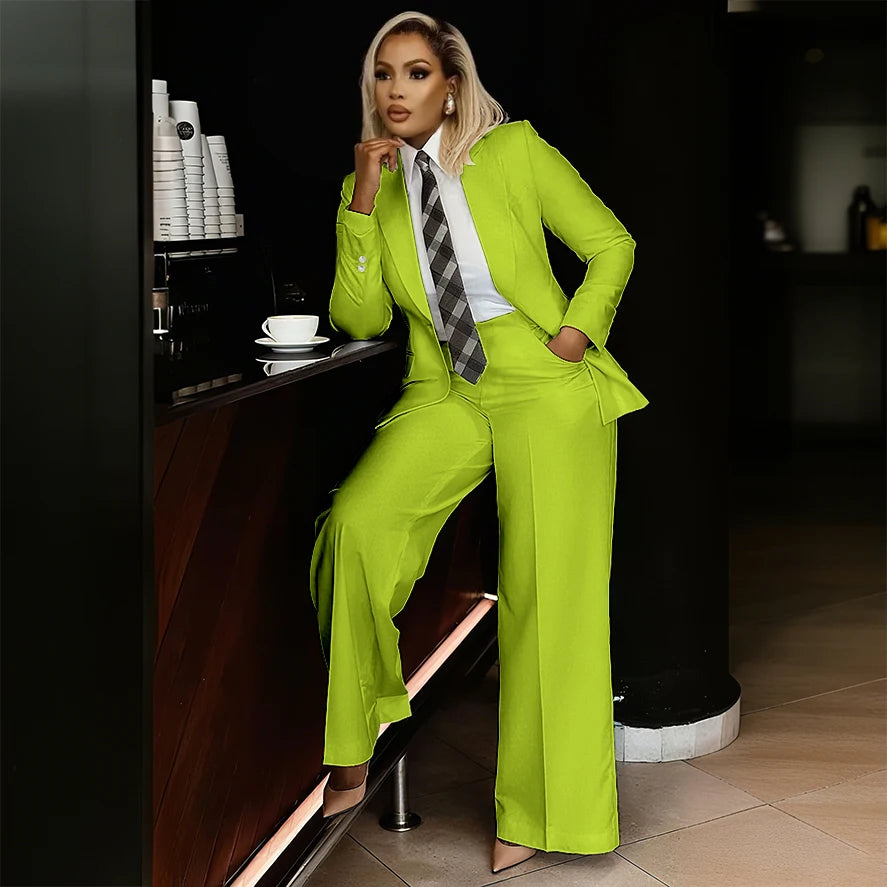 Women's Modern Fashion Single-breasted Pants Suits Peak Lapel Two Pieces Comes in a Variety of Colors Office Lady Simple Set