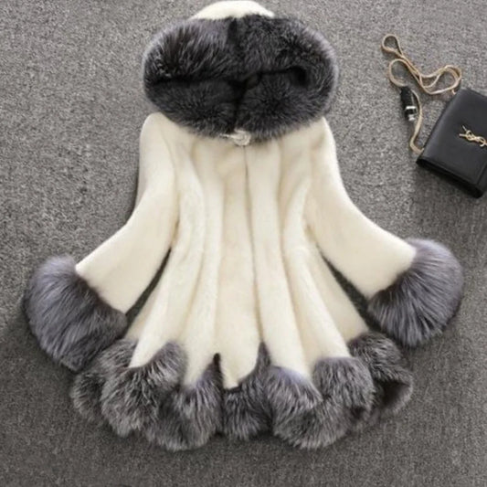 2025 Women's Winter Plus Size Thick Furry Faux Fur Coat Female Hooded Long Sleeve Plush Jacket Lady Fake Fur Warm Fluffy Cardigan