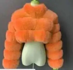 DEAT Fashion Women's Faux Fur Coats Neck Long Sleeve Zipper Short Solid Color Thick Warm Jackets Winter 2024 New 7AB6434