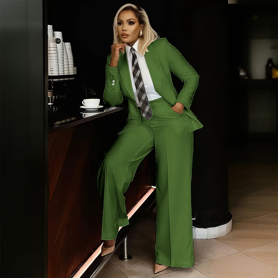 Women's Modern Fashion Single-breasted Pants Suits Peak Lapel Two Pieces Comes in a Variety of Colors Office Lady Simple Set
