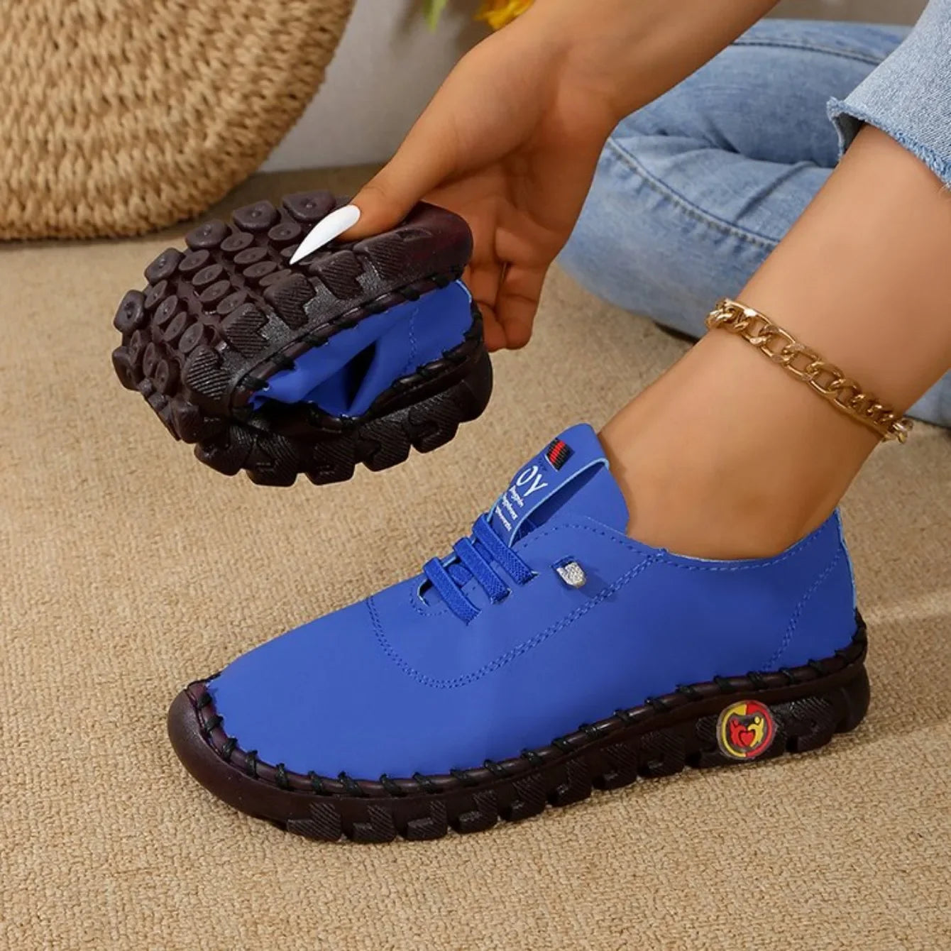 Women New Soft-soled Roman Sneakers Breathable Retro Stitching Muffin Bottom Plus Size Women Shoes