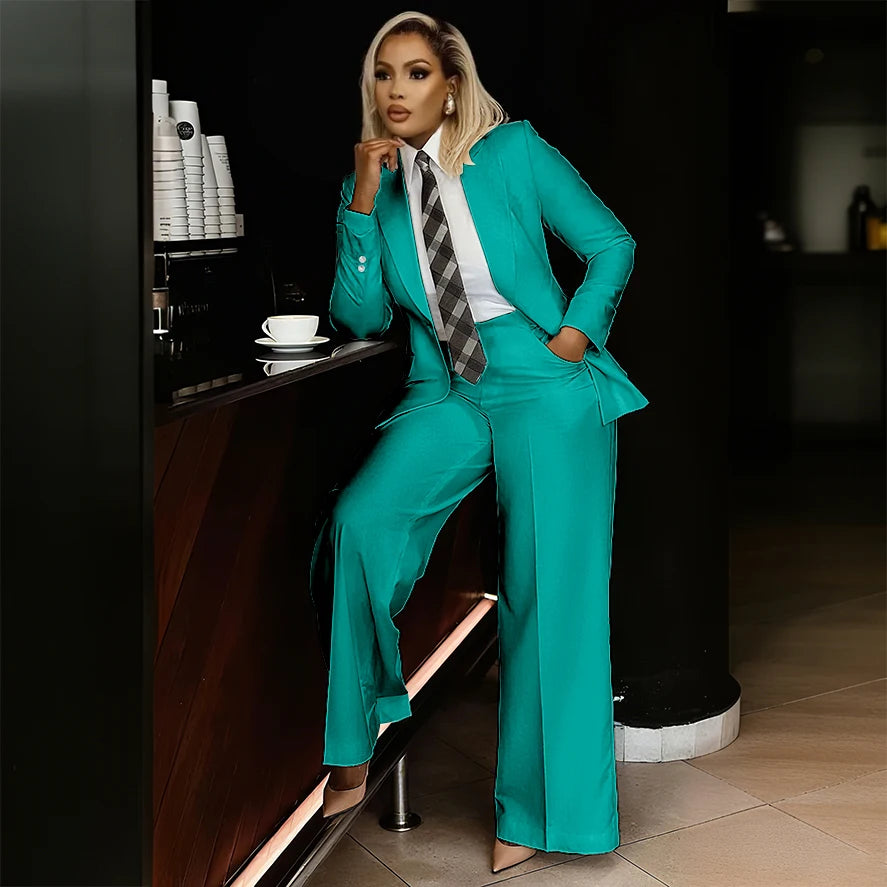 Women's Modern Fashion Single-breasted Pants Suits Peak Lapel Two Pieces Comes in a Variety of Colors Office Lady Simple Set