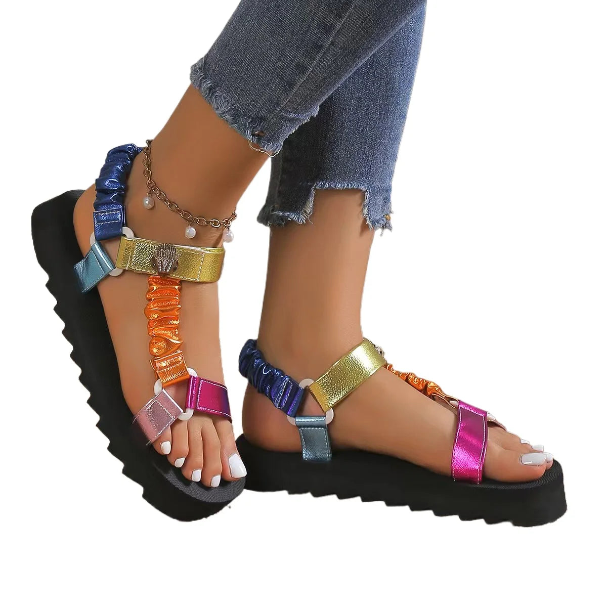 Women's Summer Sandals Flat Shoes Hemp Rope Set Foot Beach Sandals Outdoor All-match Casual Slippers Sandals