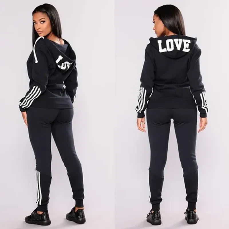 New Trendy Ladies Zipper Jackets and Sweatpants High Quality Women's Casual Sports Hoodie Set