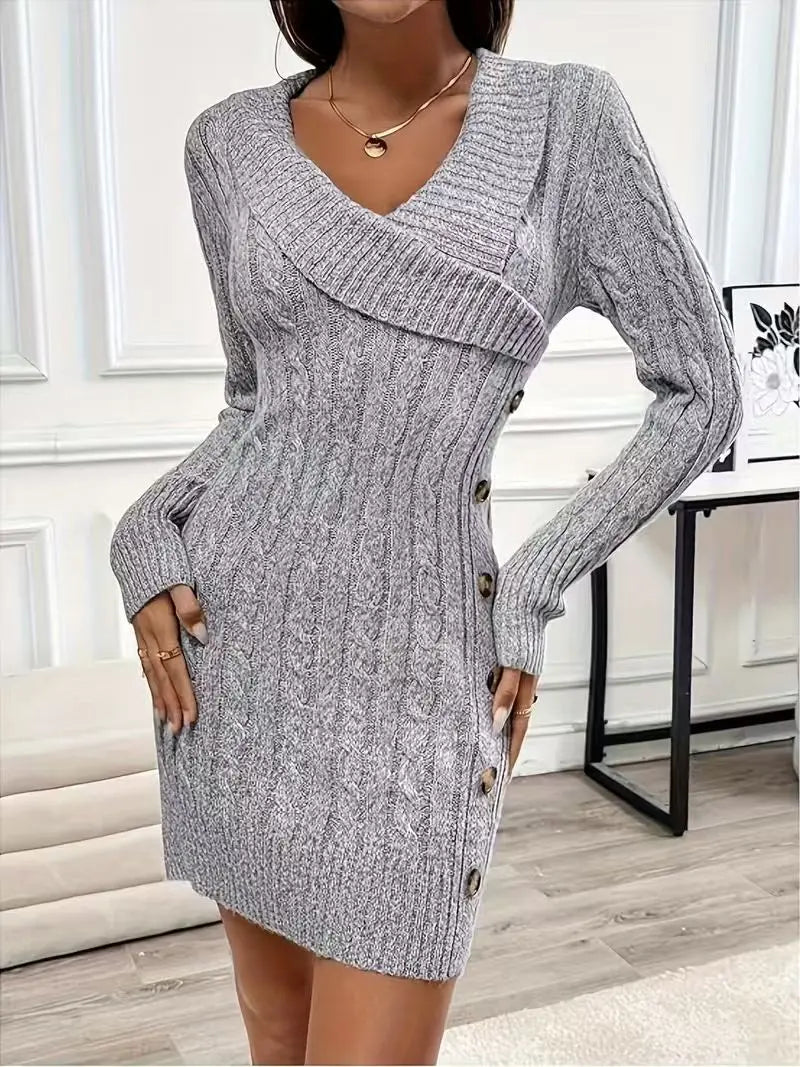 Women's Fashion Knit Dresses Knee-Length Elasticity