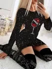Women's Black White Snowflake Deer Pattern Dress Autumn Winter Long Sleeve Bodycon Mini Dress Elegant Red Christmas Dresses
