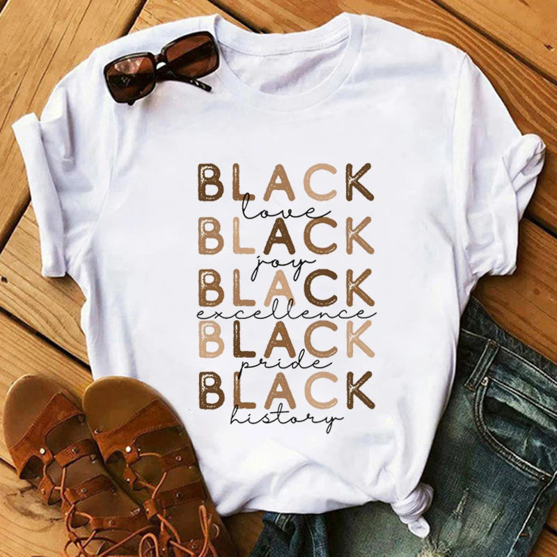 Women Cute Black Girls African Women T Shirt Cartoon Graphic Prints