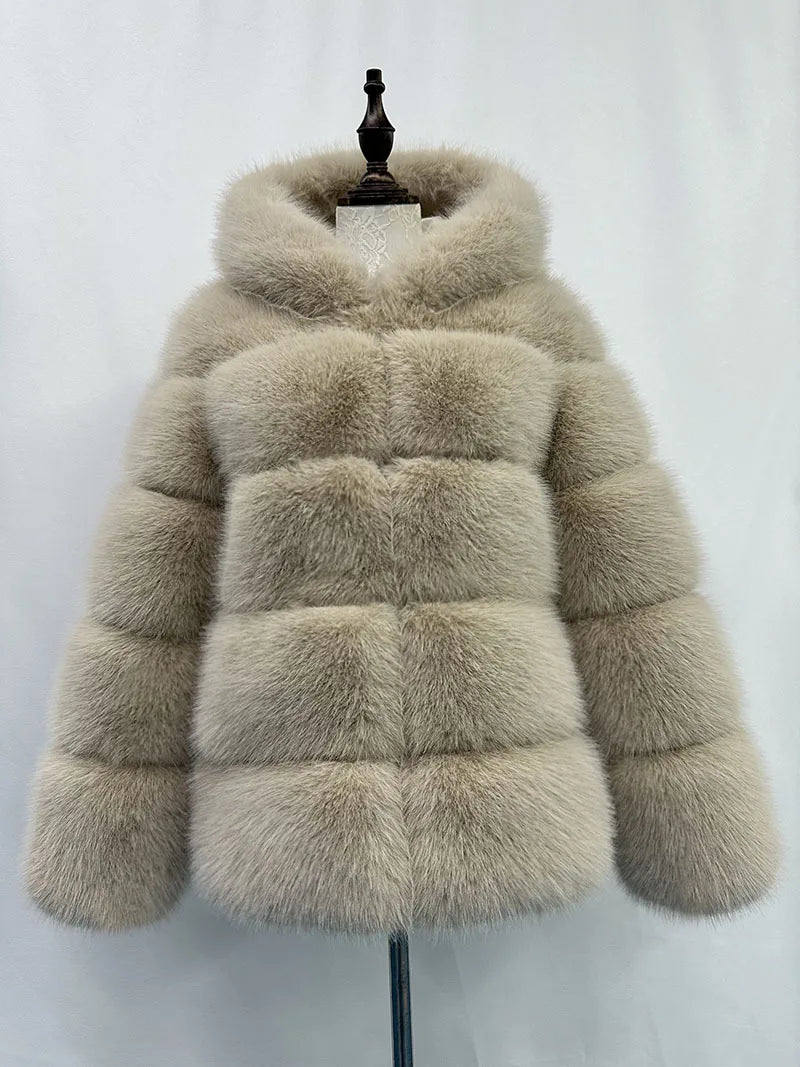 Luxury Women's Winter Faux Fur Coats Fluffy Hair Multicolor Thick Lady's Jacket Stylish Warm Artificial Fur Outwear