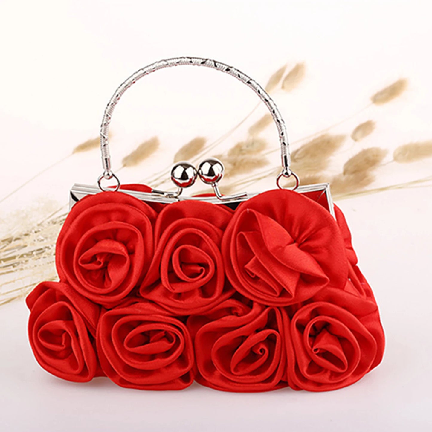 Women's Rose Flower Handbag Tote Bag Clutch Bags Evening Party Bridal Handbag bags for women bolsa feminina bolso mujer