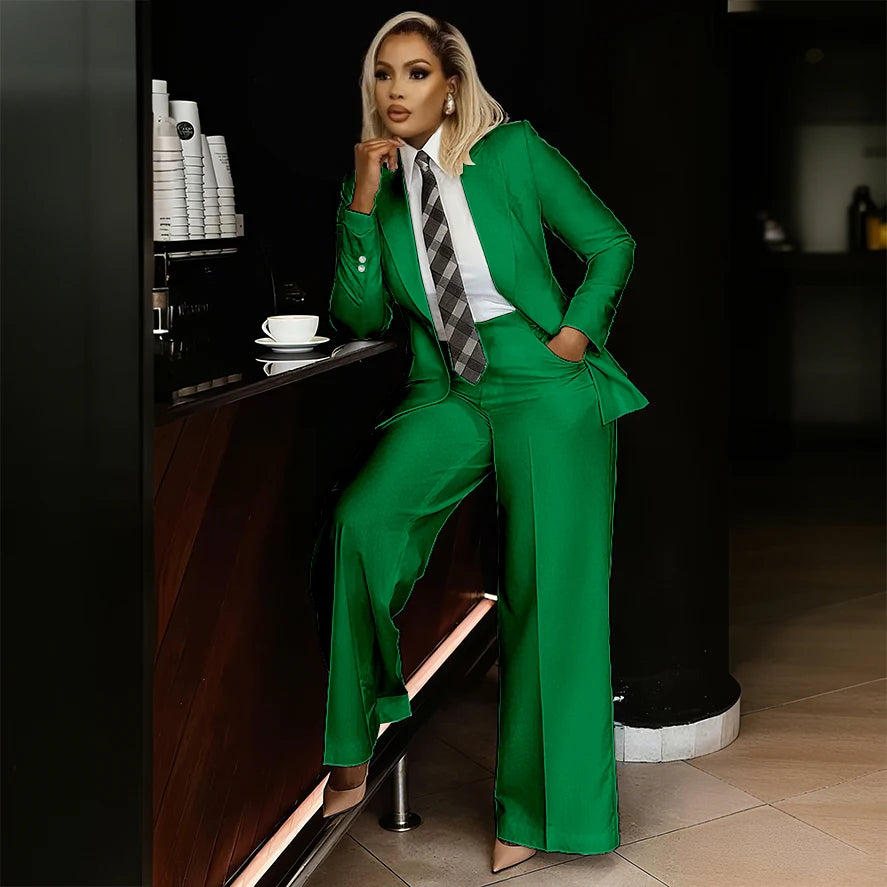 Women's Modern Fashion Single-breasted Pants Suits Peak Lapel Two Pieces Comes in a Variety of Colors Office Lady Simple Set